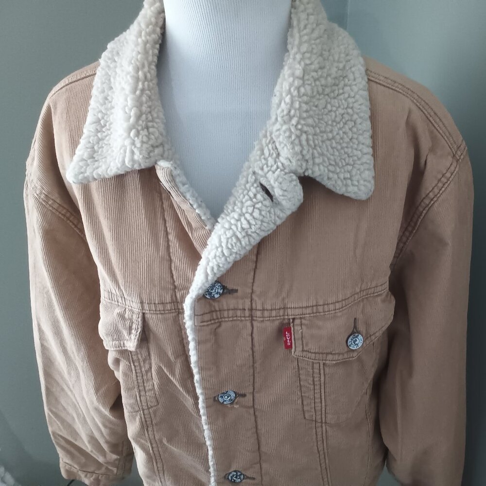Levi's Corduroy Sherpa Lined Trucker Coat L Large - Picture 2 of 8